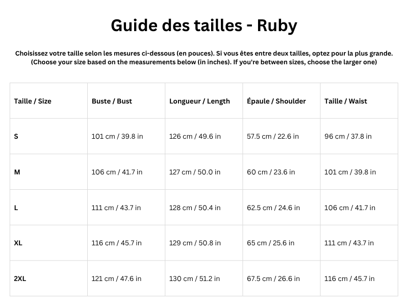 Guide des tailles