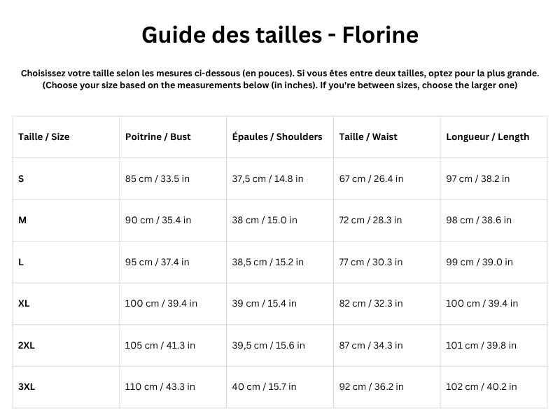 Guide des tailles