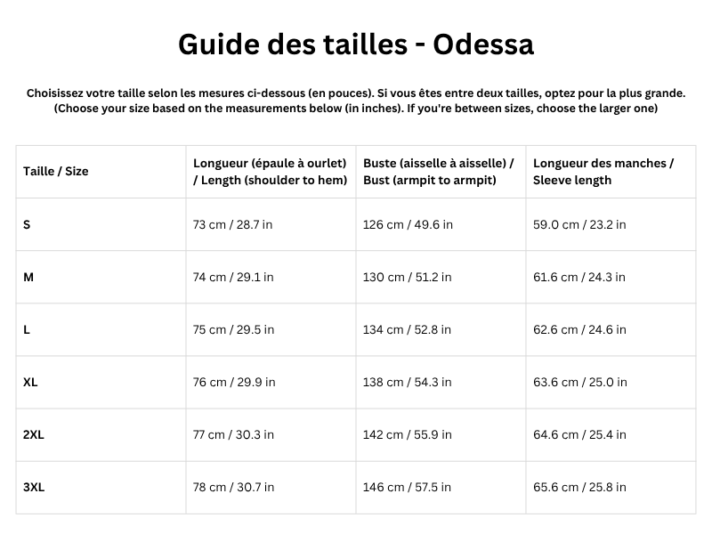 Guide des tailles