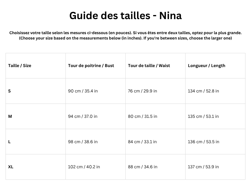 Guide des tailles