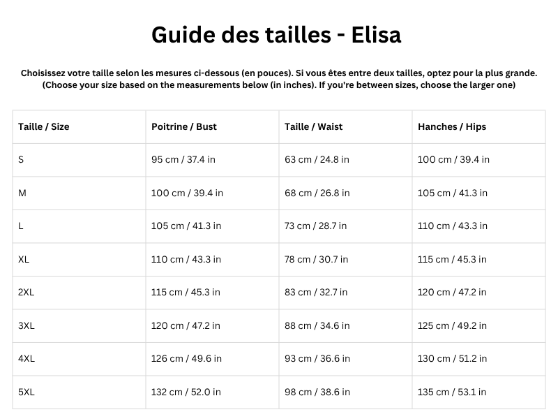 Guide des tailles