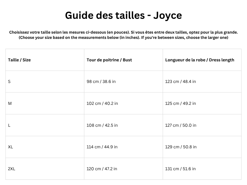 Guide des tailles