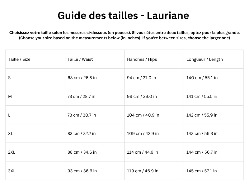 Guide des tailles