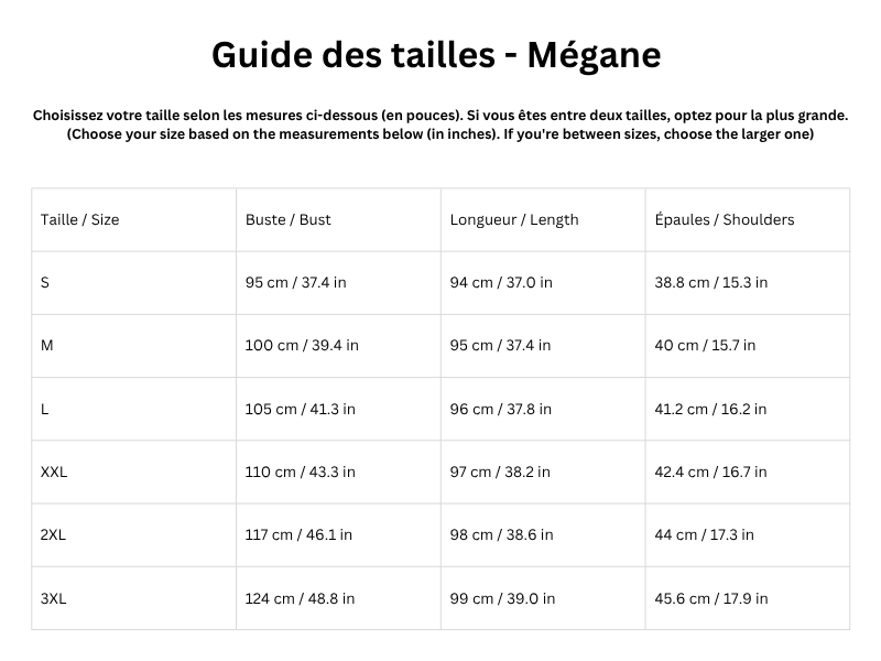 Guide des tailles