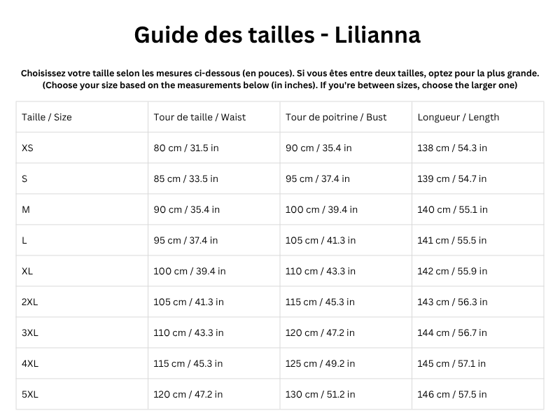 Guide des tailles
