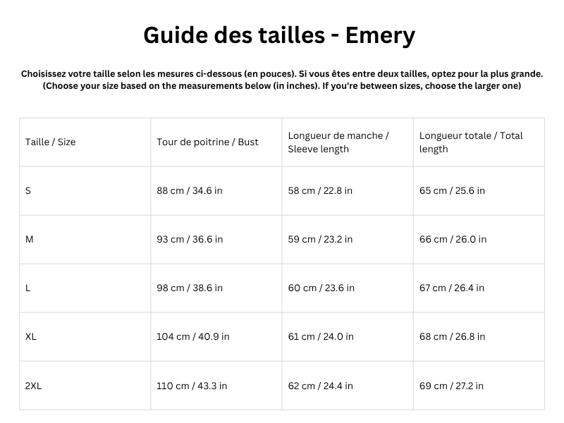 Guide des tailles