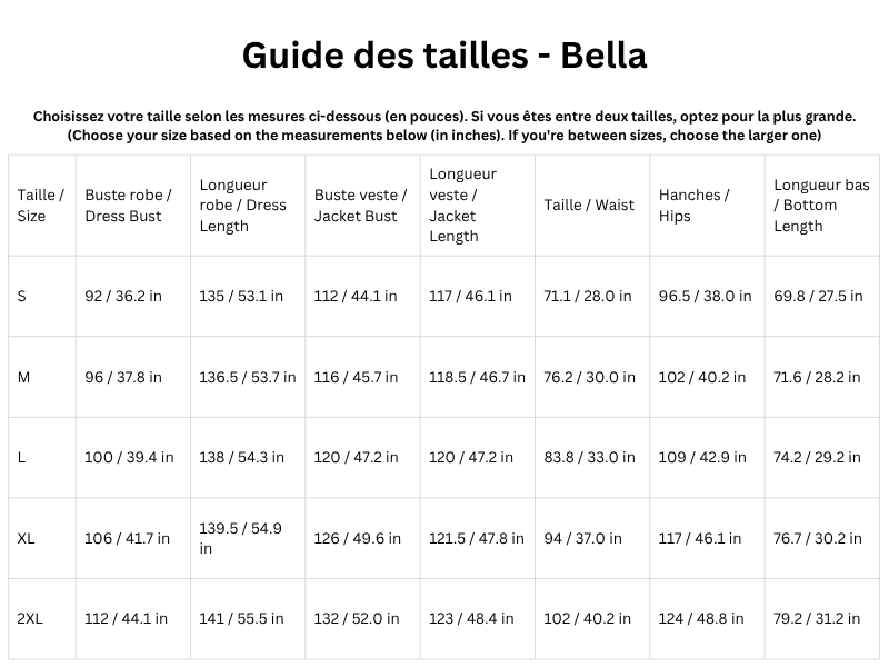 Guide des tailles