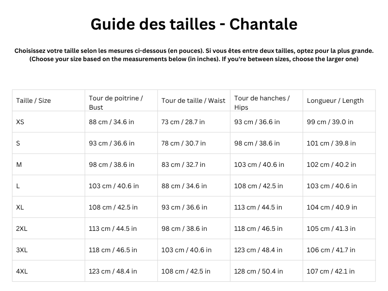 Guide des tailles