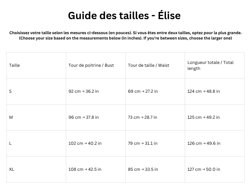 Guide des tailles