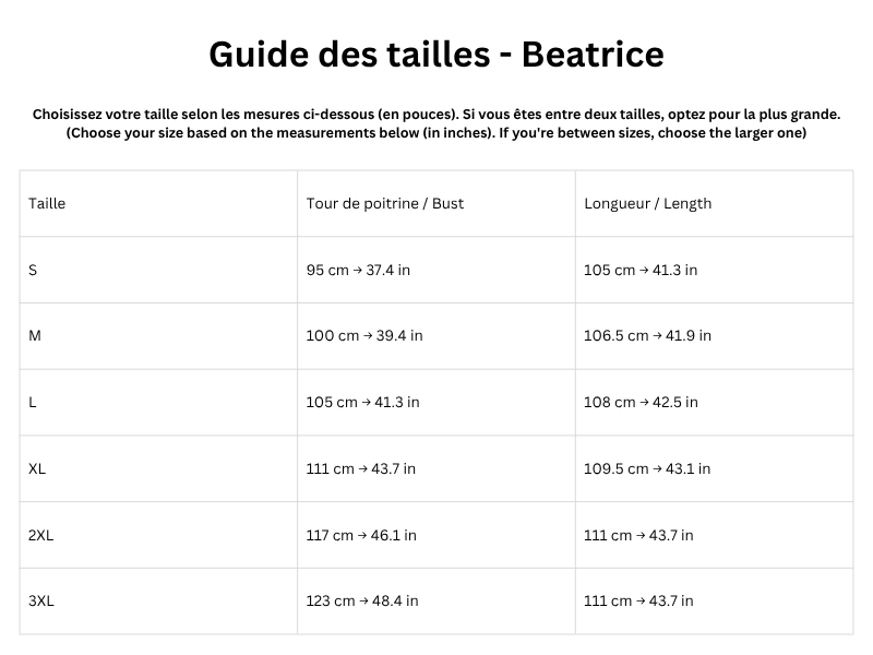 Guide des tailles