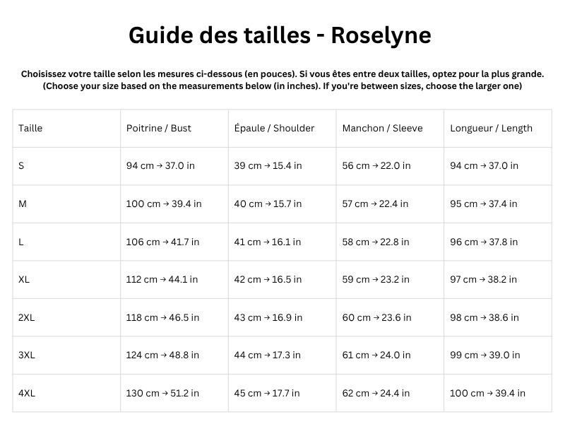 Guide des tailles