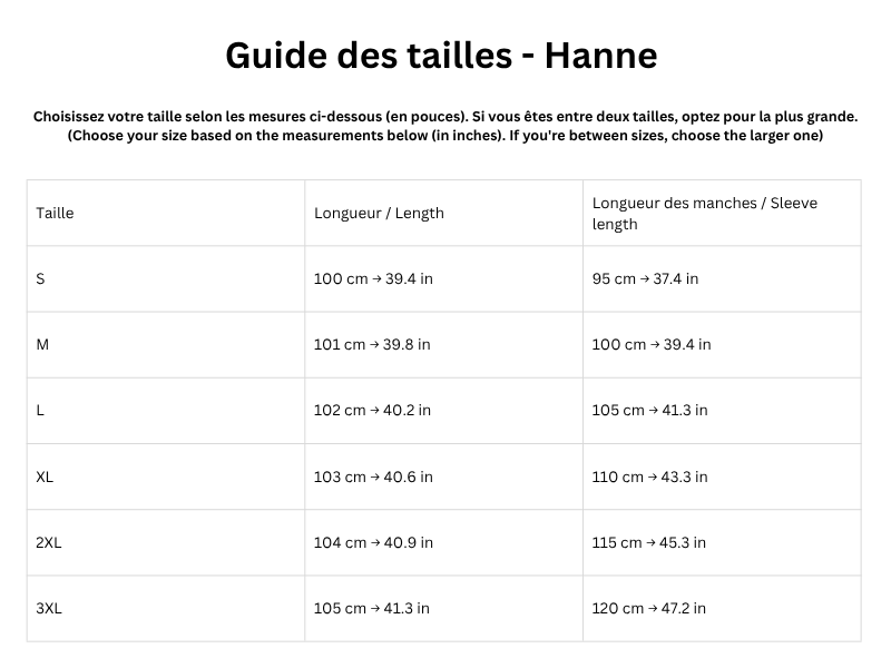 Guide des tailles