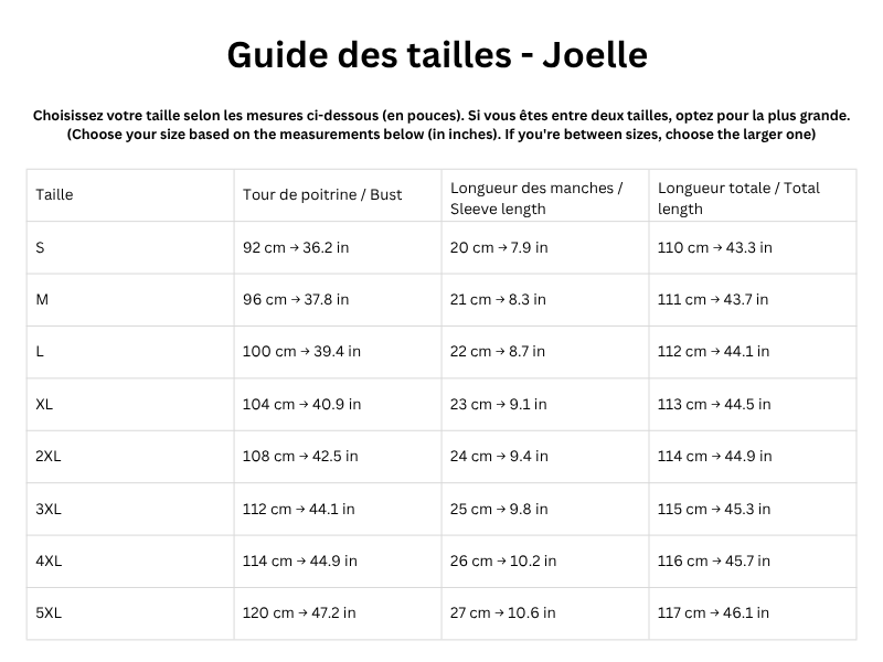 Guide des tailles