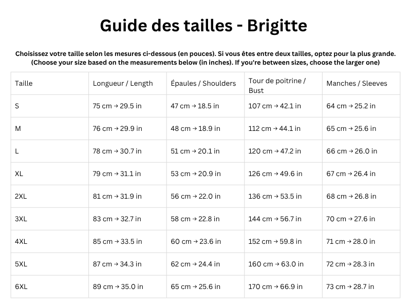 Guide des tailles