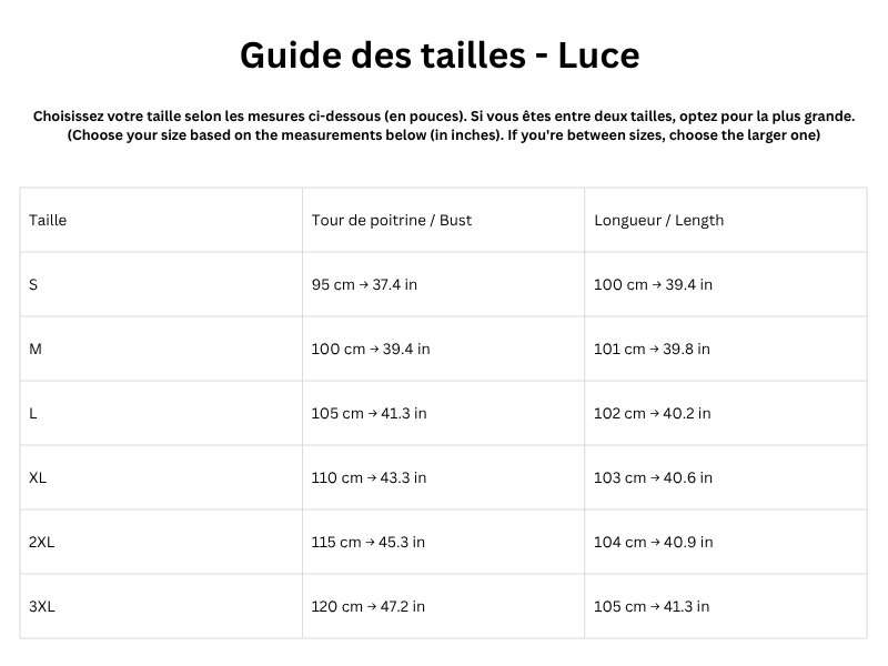 Guide des tailles