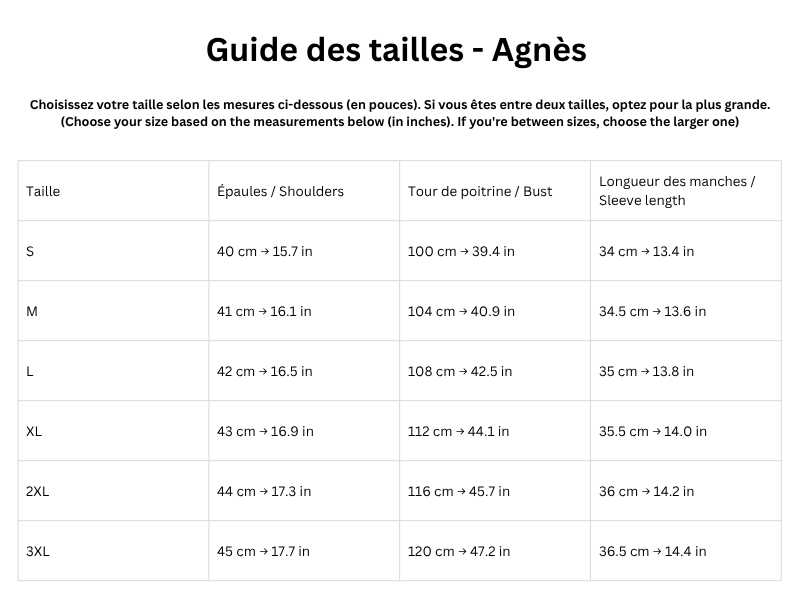 Guide des tailles