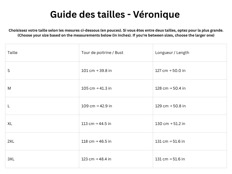 Guide des tailles