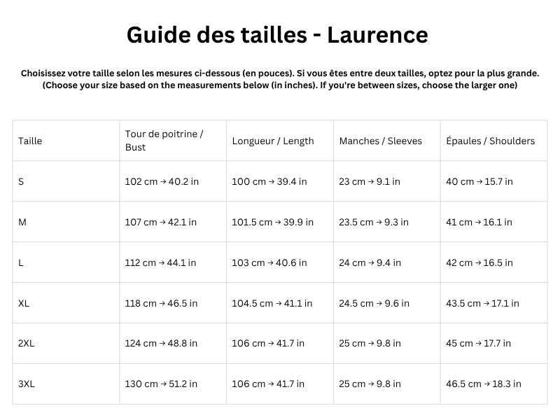 Guide des tailles