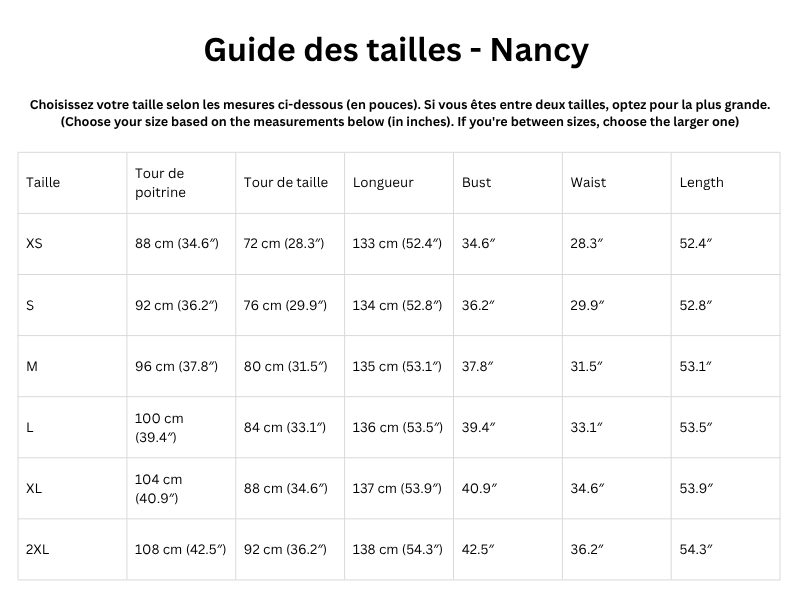 Guide des tailles