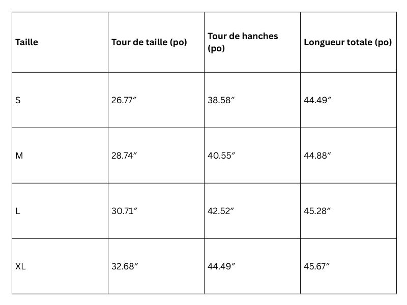 Guide des tailles