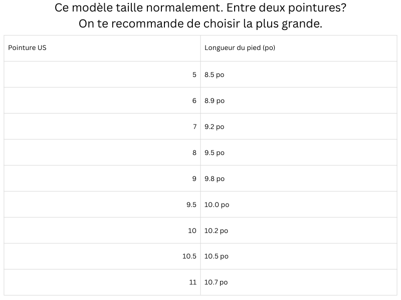 Guide des tailles