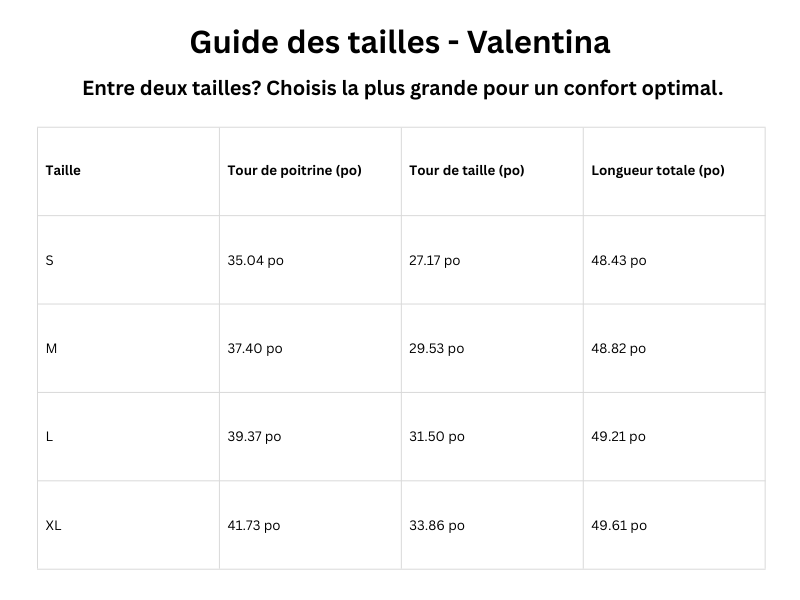 Guide des tailles