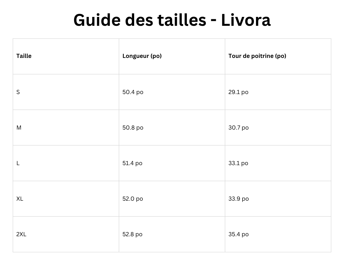 Guide des tailles