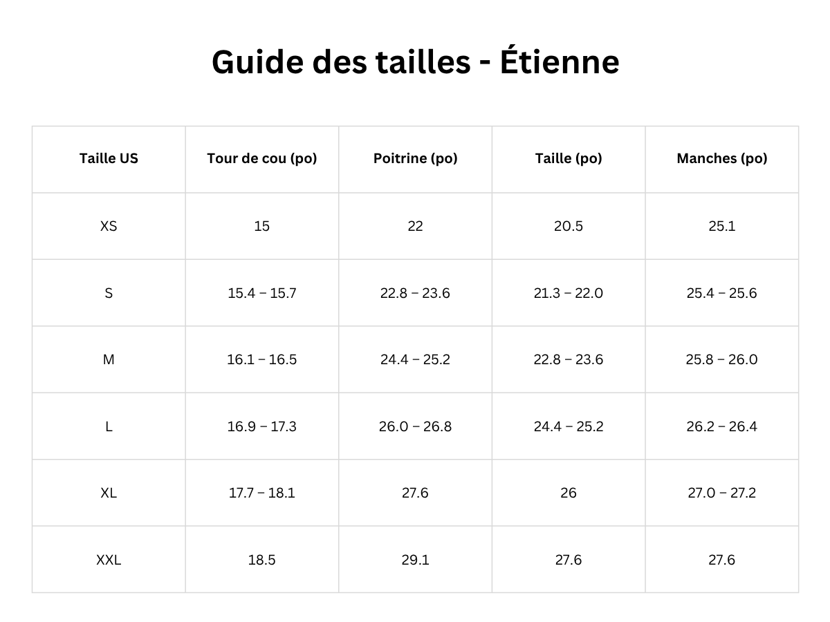 Guide des tailles