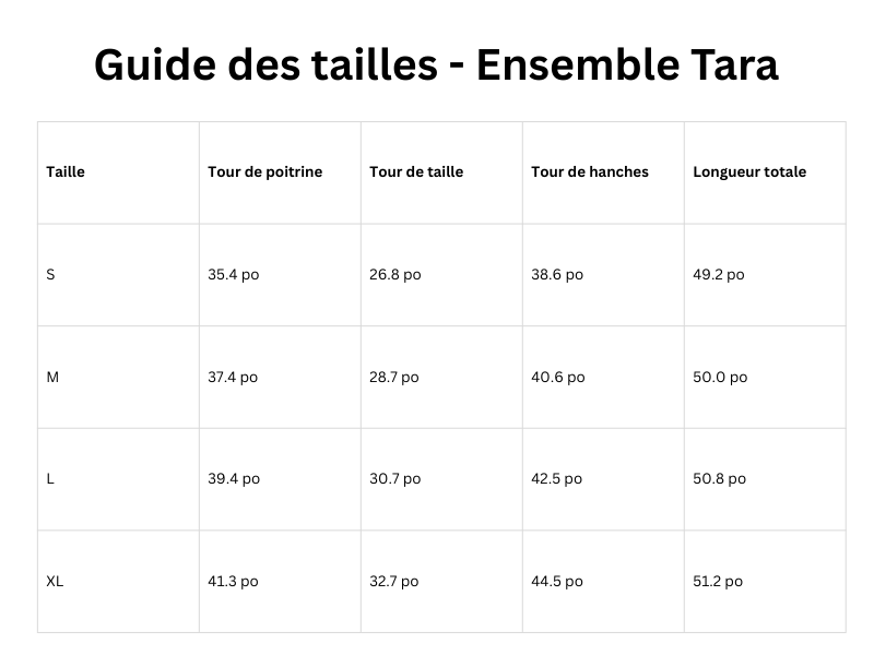 Guide des tailles