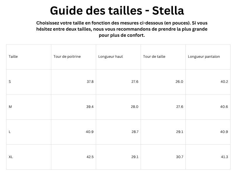 Guide des tailles