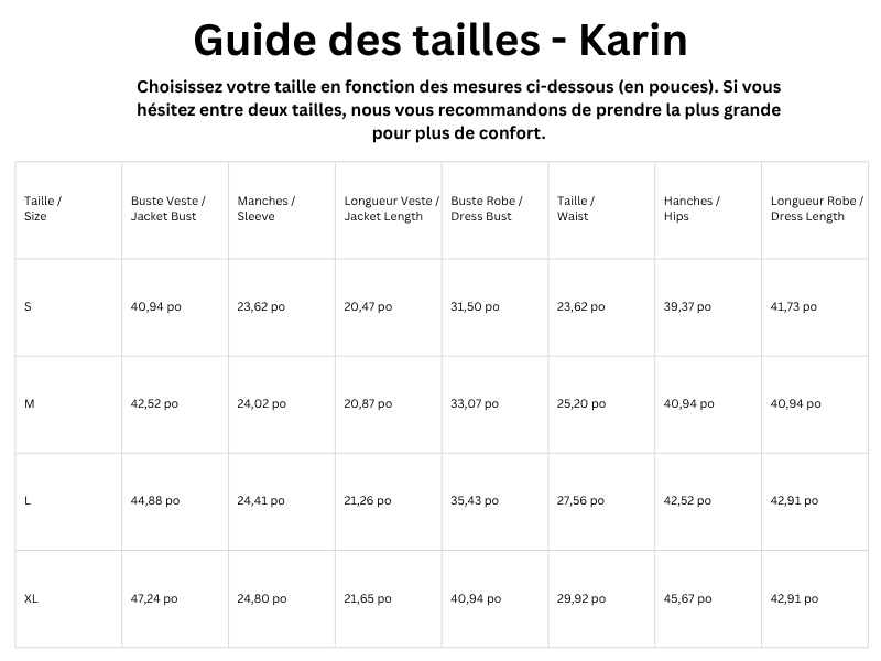 Guide des tailles