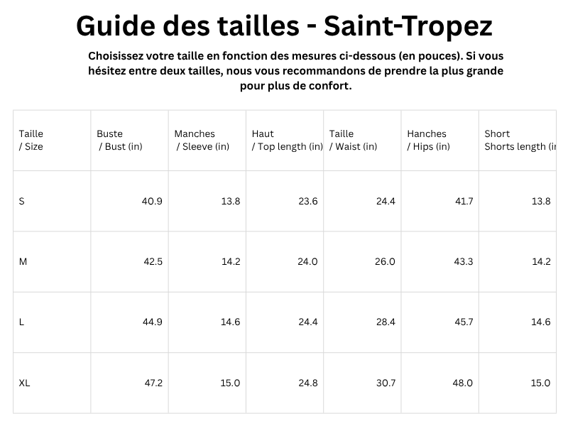 Guide des tailles