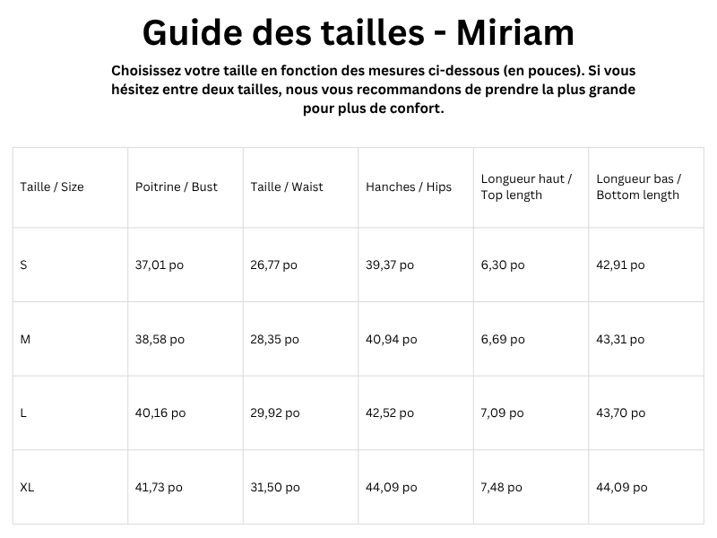 Guide des tailles