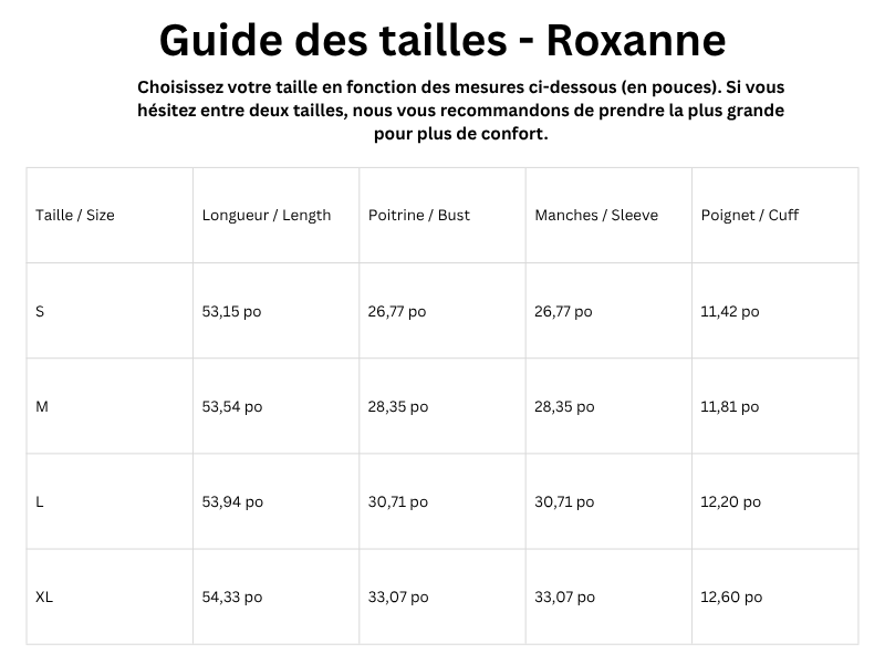 Guide des tailles