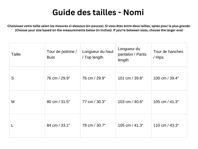 Guide des tailles