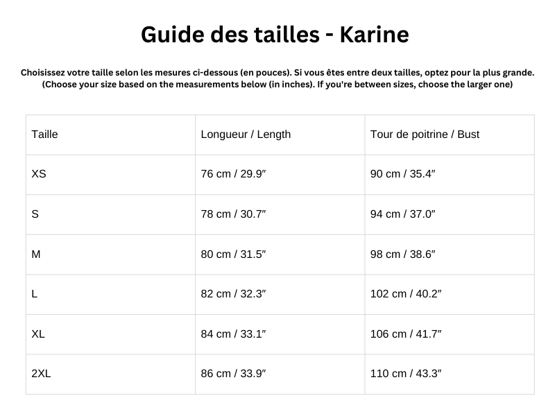 Guide des tailles
