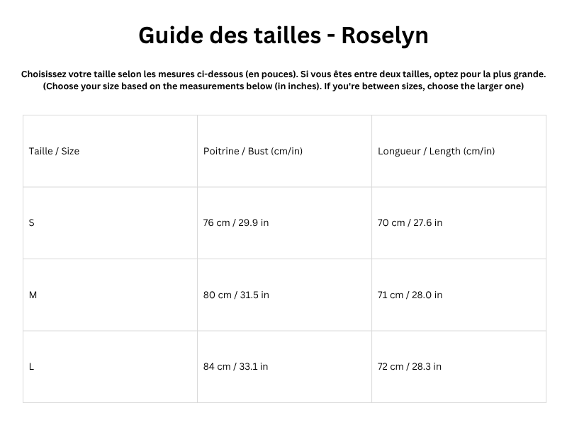 Guide des tailles