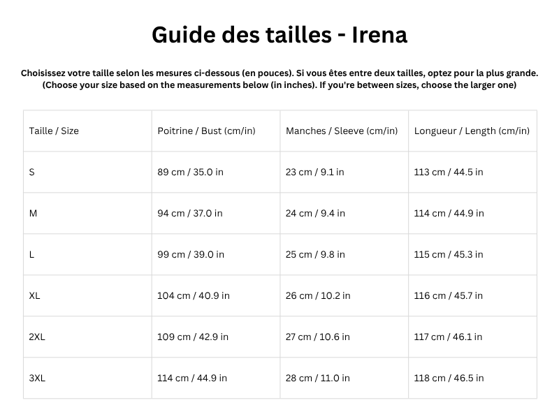 Guide des tailles
