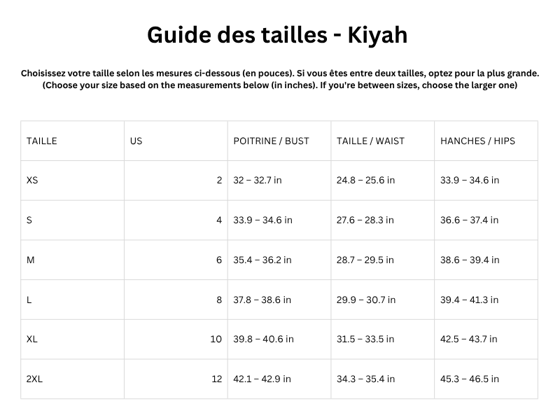 Guide des tailles