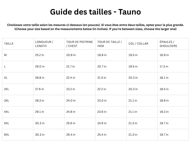 Guide des tailles