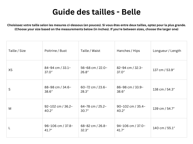 Guide des tailles