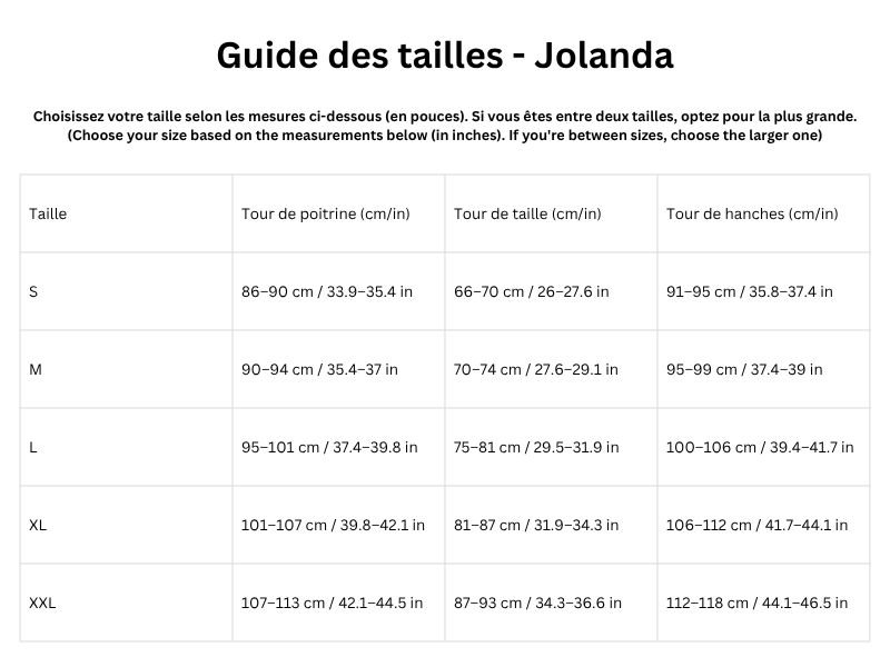 Guide des tailles