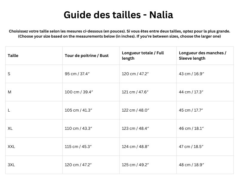 Guide des tailles