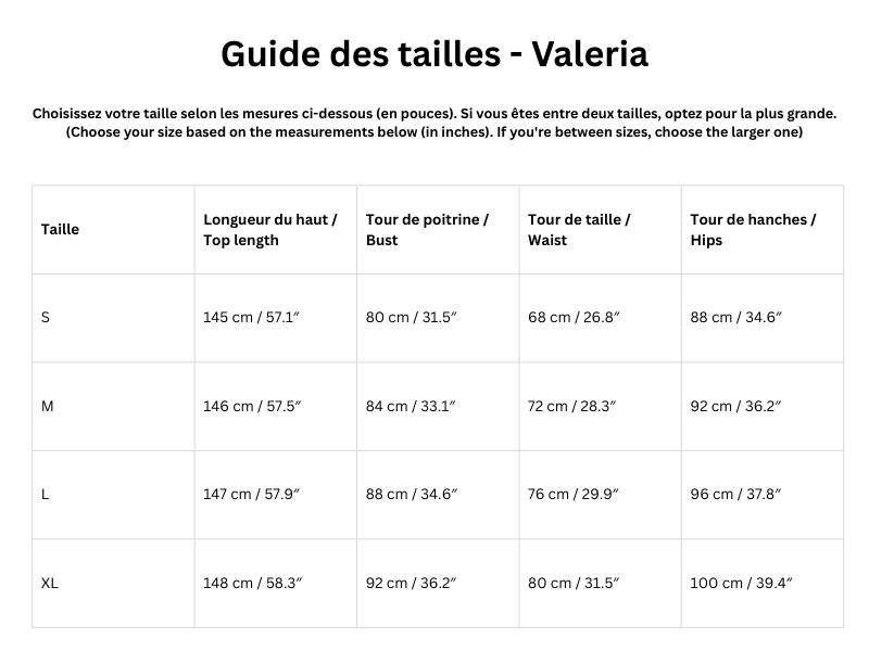 Guide des tailles