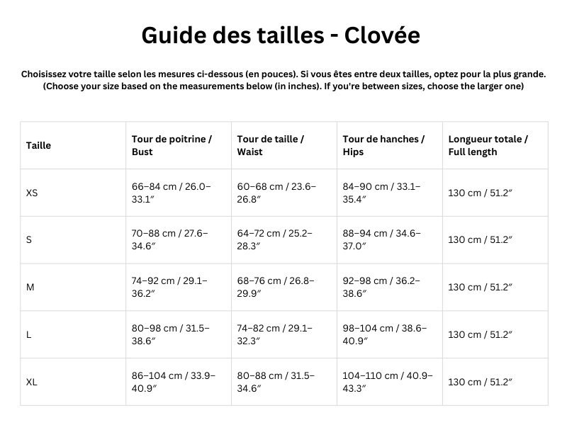 Guide des tailles