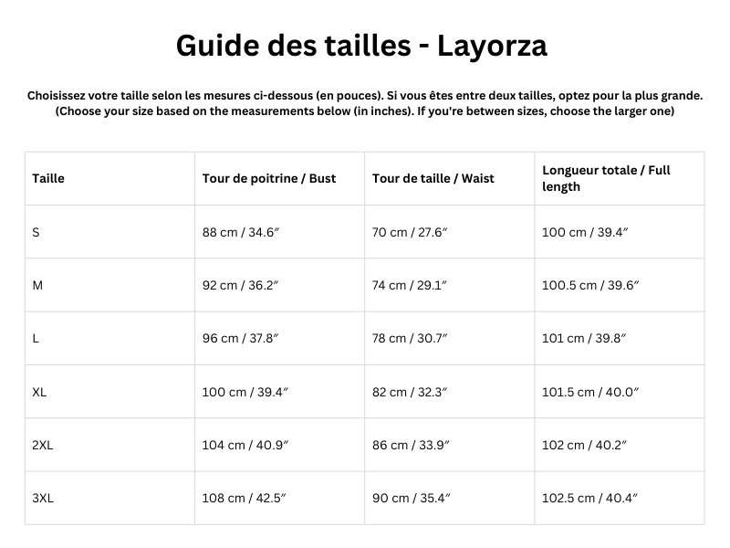 Guide des tailles