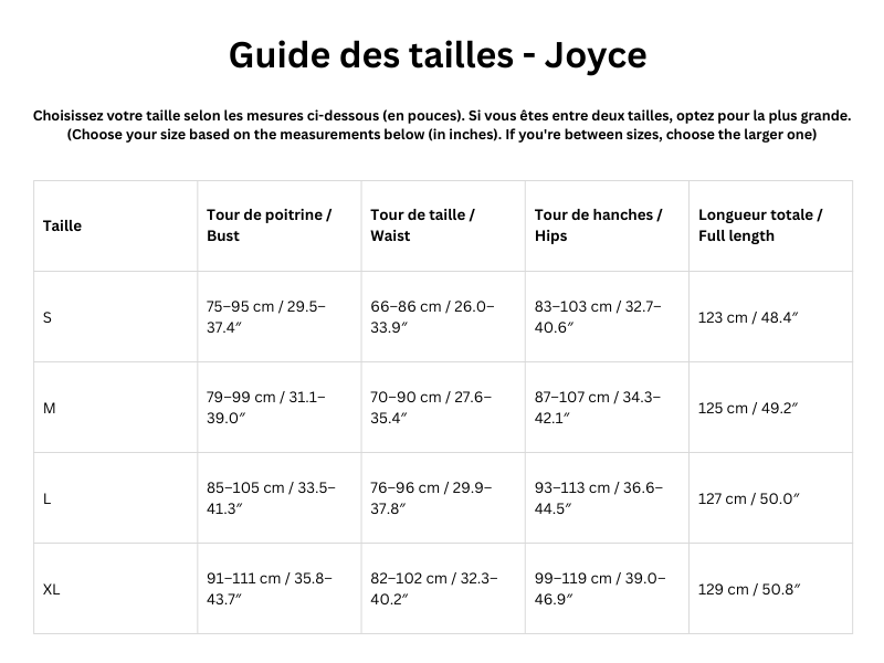 Guide des tailles
