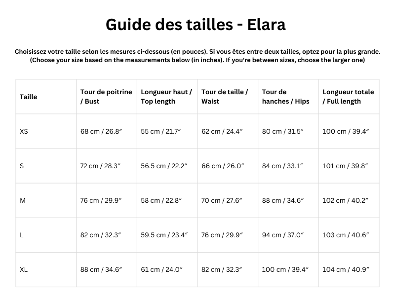 Guide des tailles