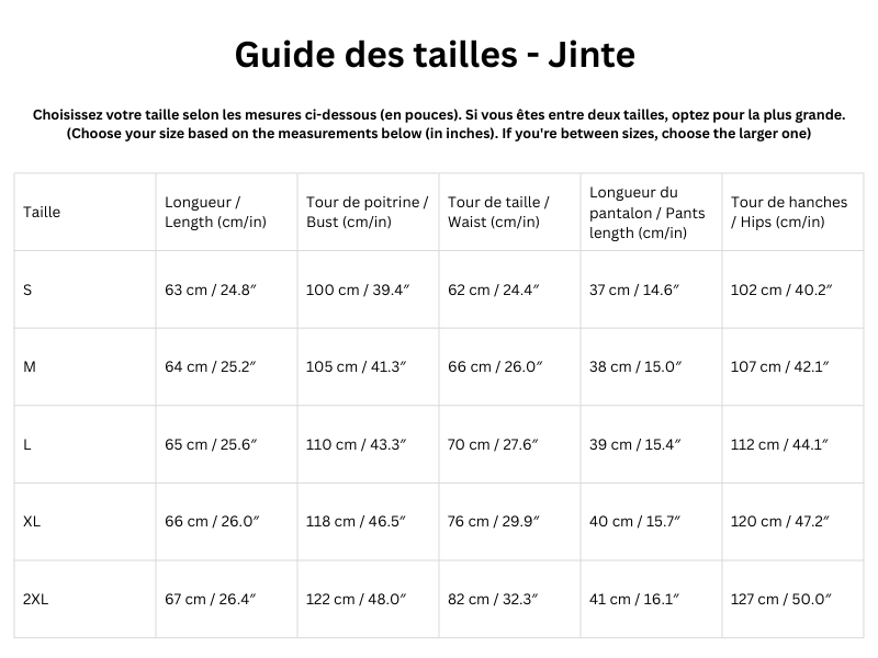 Guide des tailles