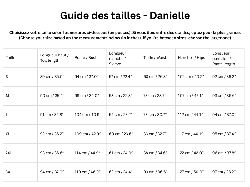 Guide des tailles